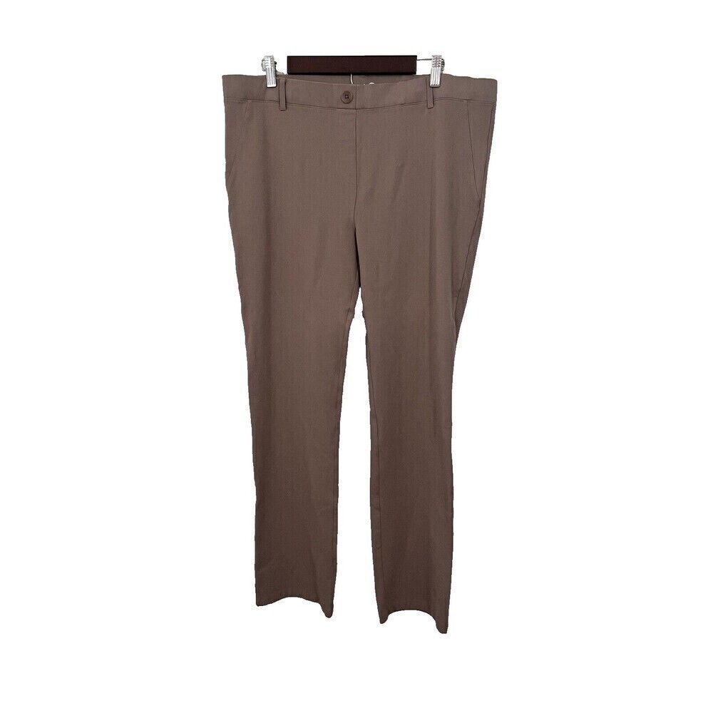 BETABRAND Womens 2X Taupe Classic Dress Pant Yoga Pants Straight Leg High Rise